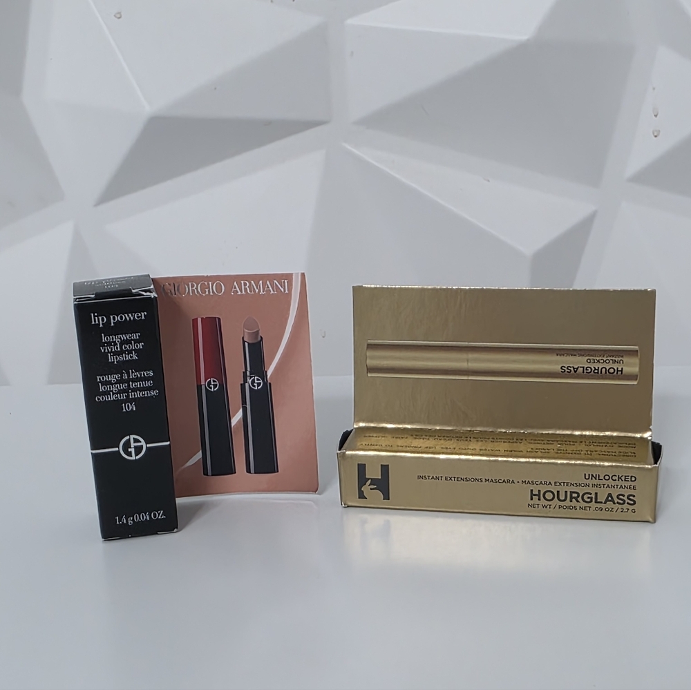NIB!! Giorgio Armani Lip Power Lipstick & Hourglass Mascara